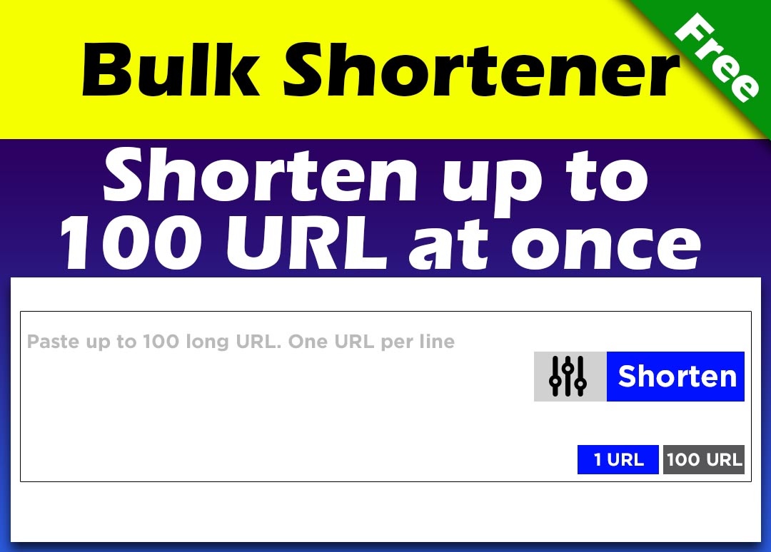 Shorten 100 links at once with the Bulk URL shortener.