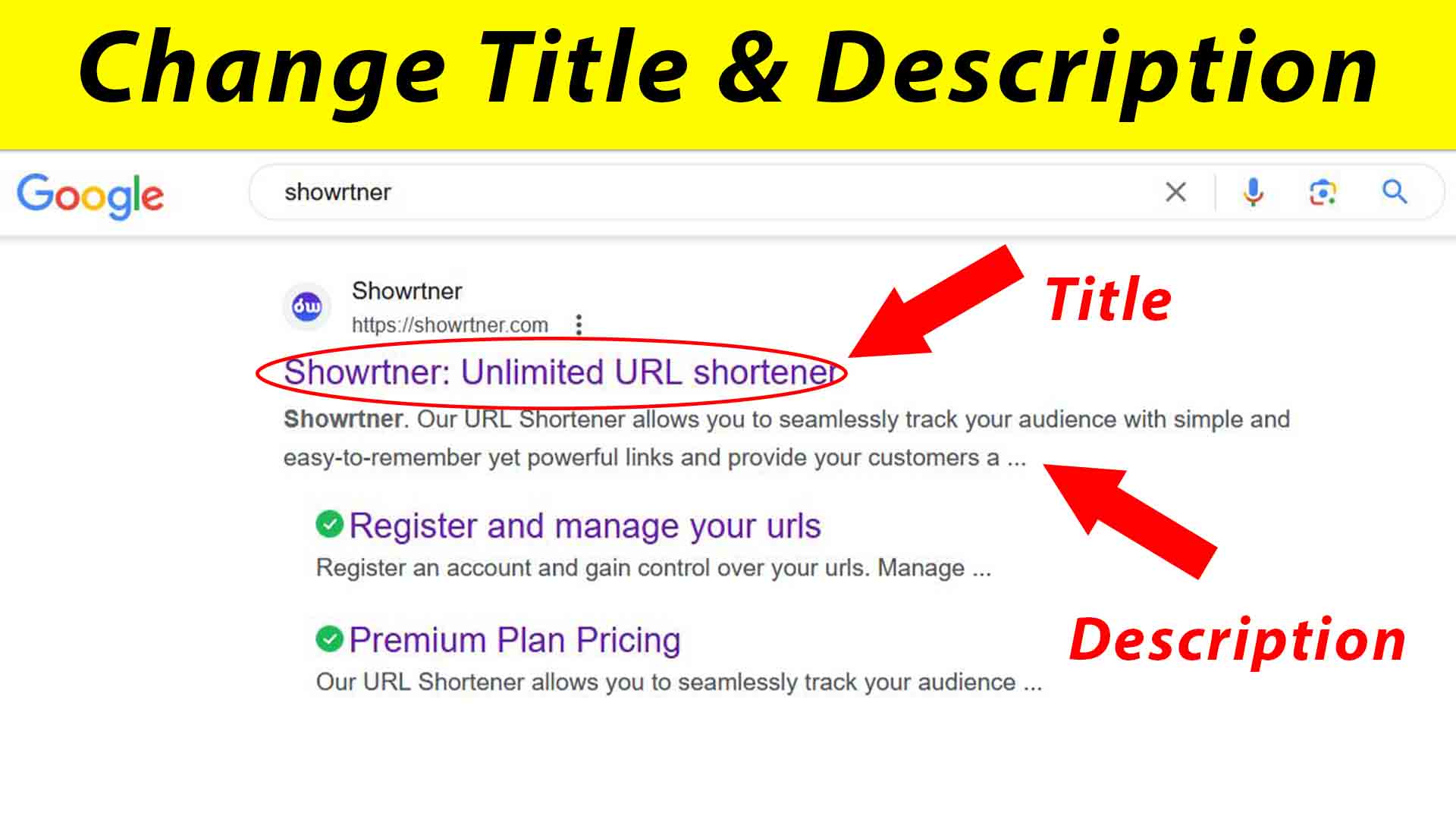How to change the link meta title and description tags