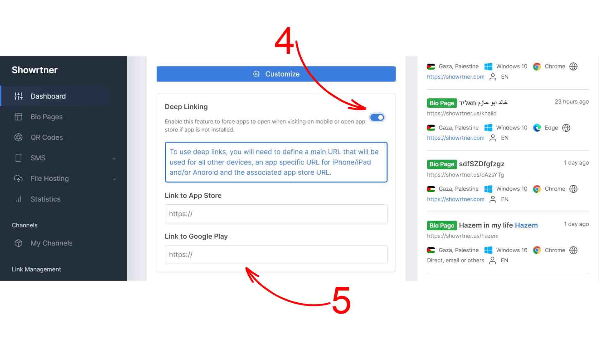 how to enable deep linking