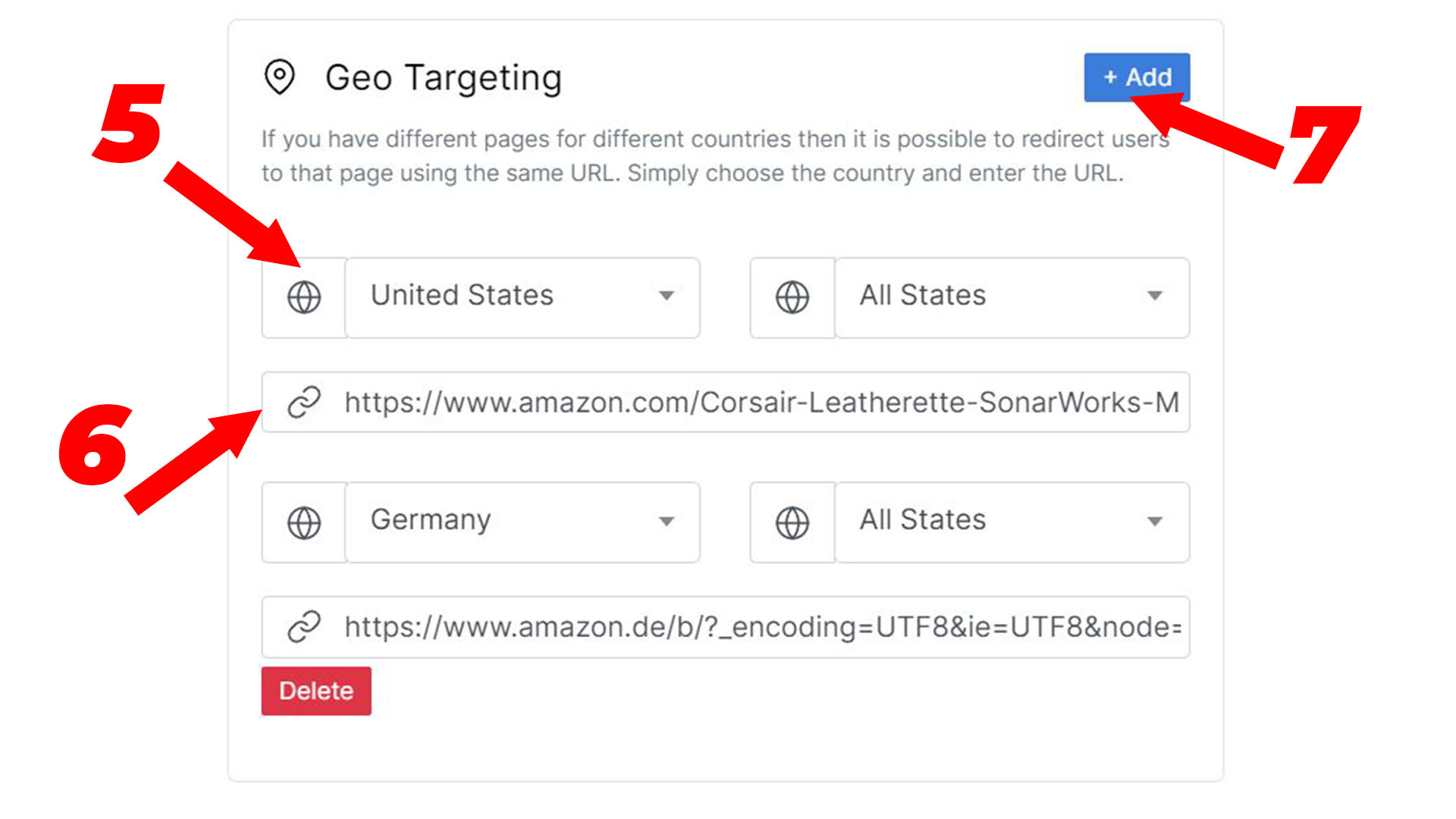 geo targeting one link for amazon setup links